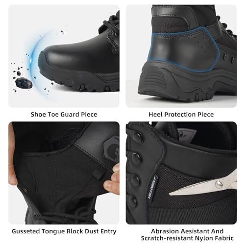 Image of Women's Tactical Boots, Motorcycle Combat Boots for Women | 8-inch work boots, side zipper; lightweight, breathable, water-resistant. For police, security, EMT, motorcycle