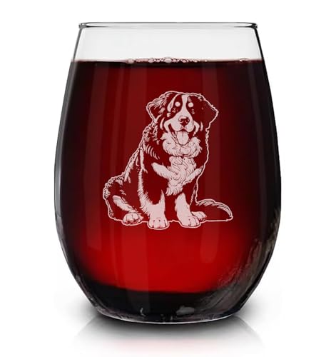 Bernese Mountain Dog Vintage Engraved Stemless Wine Glass - Pet Lover Owner Gift - Unique Birthday Gifts - Bernese Mountain Dog Lovers Gift - Vintage Pet Wine Glass