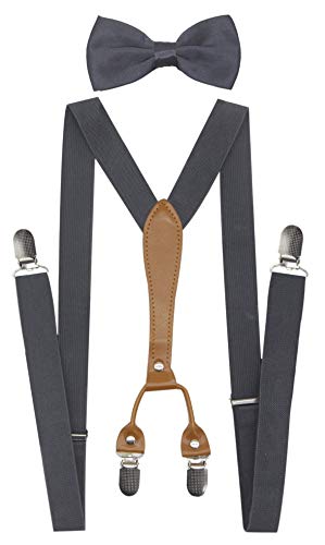 Image of Men's Suspenders Bowtie Set Elastic Y Shape Style Women's Suspenders Bowtie For Wedding&Formal Events