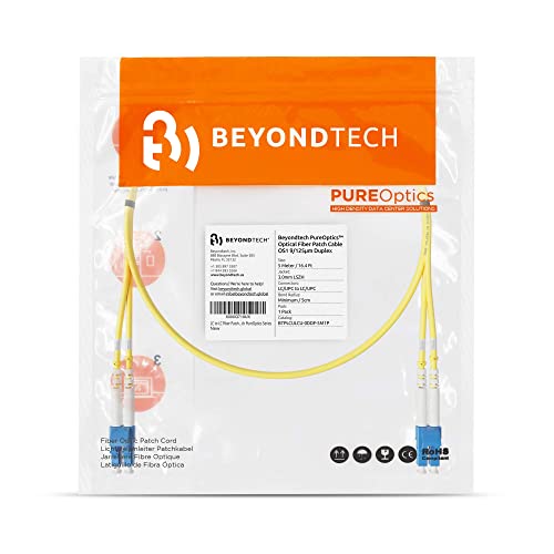 Image of LC to SC Fiber Patch Cable Single Mode Duplex - 5m (16ft) - 9 /125 OS1 - Beyondtech PureOptics Series