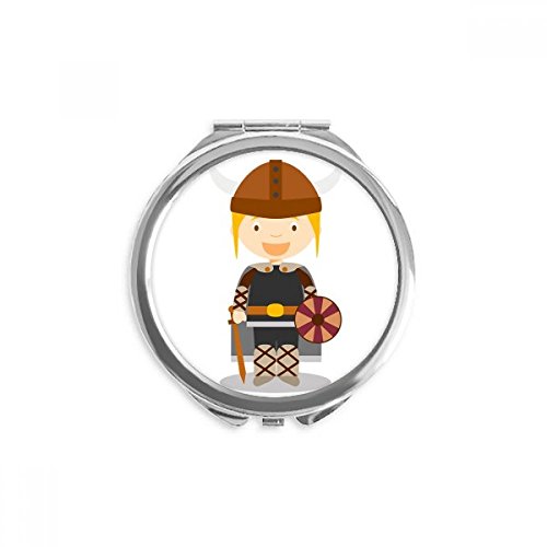 Miroir de poche à la main portable viking rond anti-rayures en suède multicolore