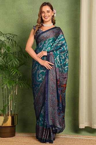 Image of MIRCHI FASHION Saree for Woman Chiffon Kalamkari Design | Professional Office Wear Lightweight Sari for All-Day Comfort with Blouse (Available in 15 Colors)
