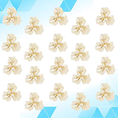 Artibetter 20Pcs Rhinestone Faux Pearl Flower Buttons Beads Flatback Embellishments Cabochons For Craft Diy Jewelry Scrapbooking #TOP7