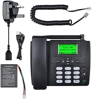 Lychee Fixed Wireless Phone,Wireless Quad Band GSM telephone - Dual SIM, Supports Multiple Languages, Large Backlit Display, Office phone, office/hotel/residence (Black03)