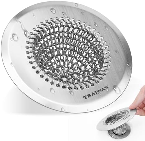 TRAPMATE Shower Drain Hair Catcher, 4.4" Easy Clean Bathtub Drain...