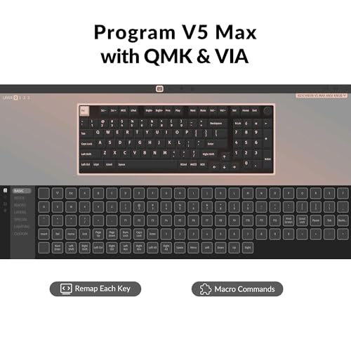 Image of Keychron V5 Max Custom Wireless Mechanical Gaming Keyboard with Number Pad, 96% Layout QMK /VIA 2.4 GHz /Bluetooth 5.1 /Wired, RGB Backlit Hot-Swappable Gateron Red Switch for Mac Windows Linux