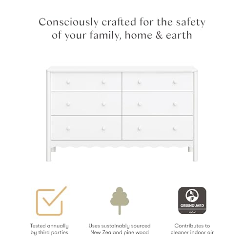 Image of Babyletto Swell 6-Drawer Assembled Baby Dresser, White | GREENGUARD Gold Certified, 6 Spacious Drawers, Dresser for Bedroom, Living Room & Hallway - Wooden Double Chest of Drawers