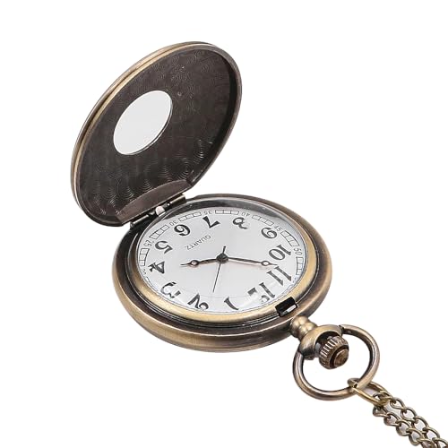 Namvo Vintage-Taschenuhr, glatte Quarz-Taschenuhr mit Kette, römische Ziffern, Taschenuhr, klassische Skulptur, antike Taschenuhr für Männer, Frauen, Väter, Geburtstag, Jahrestag