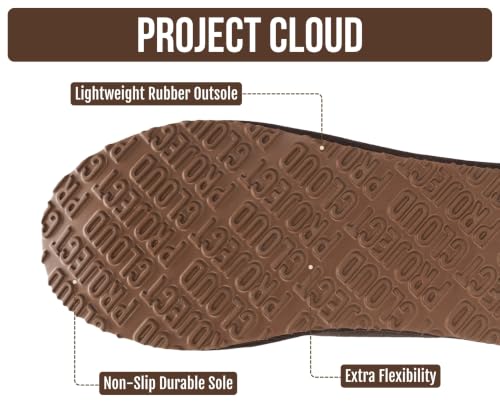 Image of Project Cloud Mens Slippers Genuine Leather Australian Shearling Slippers | Memory Foam Insole Non Slip Fuzzy Shoes Indoor Outdoor Warm Cozy Footwear Everyday Comfort Soft Lining Cushioned Sole Easy On