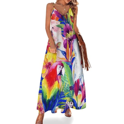 Robe longue fleur perroquet contre la chaleur : restez fraîche à la plage