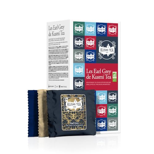 Thés Noirs Bio Kusmi Tea Coffret Les Earl Grey Assortiment de 24 Sachets Fabriqué en France