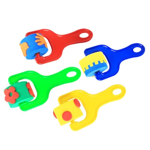 POPETPOP Set 4 Timbri a Rullo Per Pittura Bambini, Mini Rulli Per Disegno Creativo Impugnatura Comoda, Strumenti Per Graffiti e Lavoretti Artistici a Scuola e Casa, Pulizia Facile, Stile Casuale