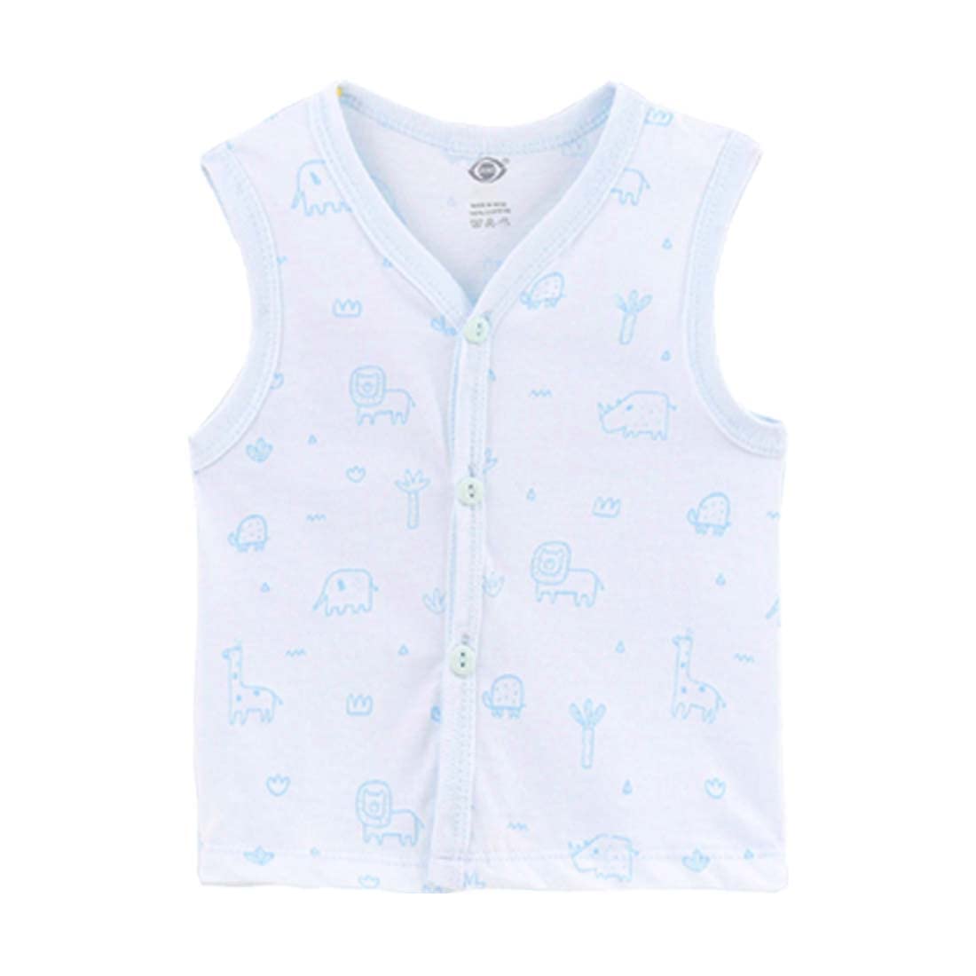 KIKE Baby Boys & Girls Printed 100% Pure Cotton Front Open Sleeveless Jhabla Vest T-Shirt Multicolour (Pack of 3) (6-12 Months, Multicolor 1) 1