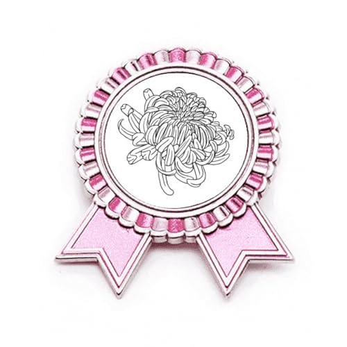Broche rose en forme de fleur de chrysanthème en métal taille M