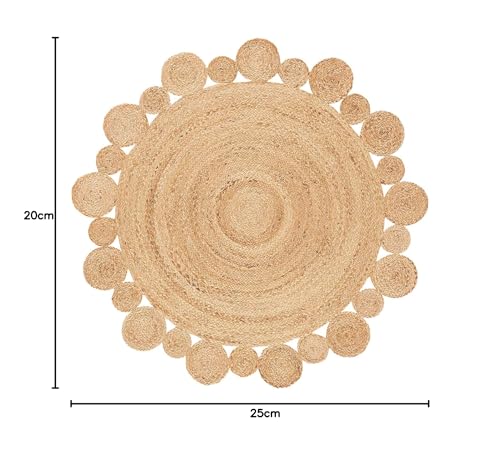 Image of Home Handwoven Jute Round Rug, Natural Fibres, Braided Reversible Carpet for Bedroom Living Room Dining Room (Round 120CM)