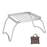 LHK Camping Grill, zusammenklappbarer Gasbrenner, tragbarer kompakter Grillstahlständer aus Edelstahl mit Tragetasche, für Rucksacktouren, Wanderpicknicks, Angeln