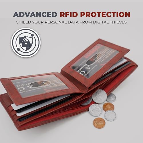 AG Wallets Bifold Leather Wallet for Men - Men’s Wallet with Double Center Flap & 3 ID Windows - Compact Wallet for Men - Cash Wallet with 12 Card Slots & 2 Billfold Compartments - Burgundy4