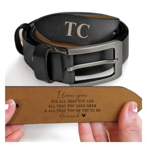 I Love You For All That You Are Belt, Personalized Engraved Leather Belt for Husband, Boyfriend, Custom Name Wide Black/Brown Leather Belt, Personalized Gifts for Fathers Day, Anniversary