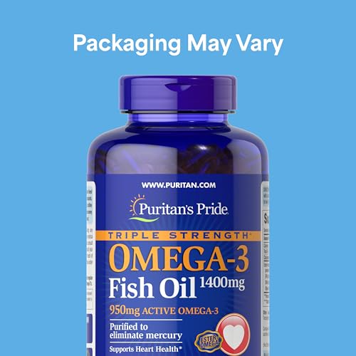 Image of Puritan's Pride Triple Strength Omega-3 Fish Oil 1400mg, 240 Softgels