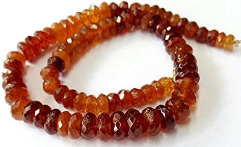 Natural Hessonite [gomed]faceted beads,very nice quality beads, size 5 mm - 8 mm,10"strand[E2031]