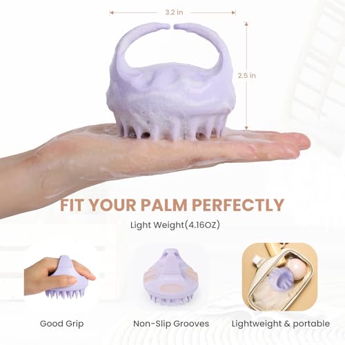 AIMIKE Kopfhaut Massagebürste, Shampoo Bürste mit Weichem Silikon, Kopfmassage Bürste für Peeling und Stimulieren das Haarwachstum, Reduziert Schuppen, Scalp Massager für Nass & Trocken Haar, Flieder