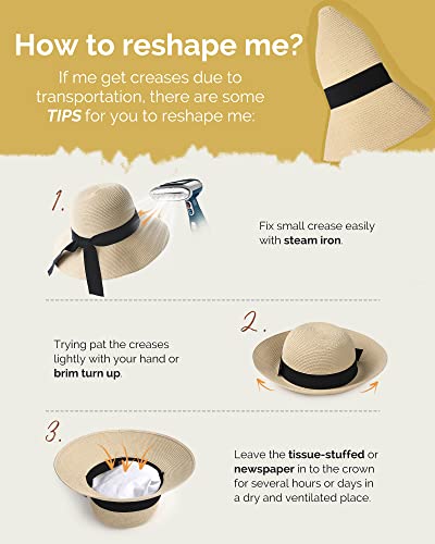 Image of FURTALK Womens Beach Sun Straw Hat Wide Brim UV Protection Travel Hat