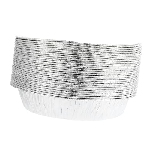 MOLUCKFU 50Pcs Aluminum Foil Baking Containers Bbq Pans for Air Fryer Lightweight and Portable for Parties Oven and Refrigerator Use