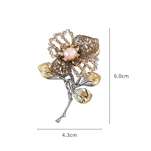 Broche de perles faite main fleur bicolore pour manteau chic