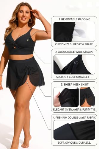 Image of Daci Plus Size Two Piece Swimsuits - Women High Waisted Bikini Tummy Control Bathing Suits Knot Twist Swimwear 2025