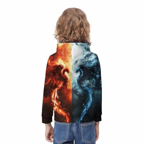 Sweat à capuche imprimé 3D sweat sport enfant pull à poches 12-14 ans