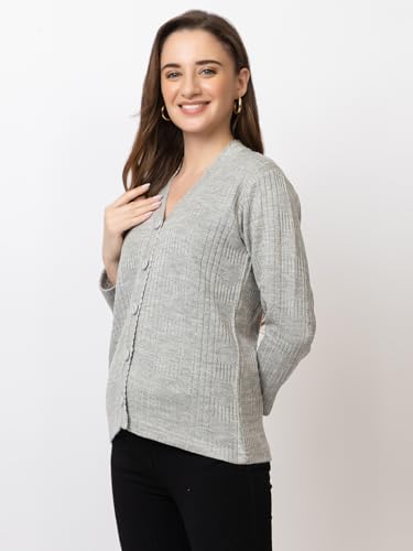 Image of Women's Warm Woolen Cardigan - Stylish Full Sleeve Knitwear for Winter, Cozy & Elegant Sweater