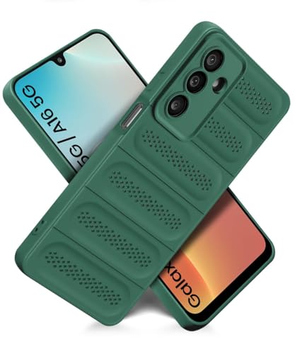Image of WOW IMAGINE Ultimate Silicone Back Cover Case for Samsung Galaxy M16 5G | Galaxy F16 5G | Heat Dissipation Thin Soft TPU | 360 Camera Protection | Breathable Cooling Holes - Forest Green