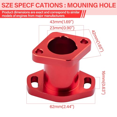 Image of SOFO 212cc Intake Pipe Inlet Manifold - w /Gasket Screw Performance Part for Predator 212 Honda GX160 GX200 Coleman ct200u for 6.5HP OHV Chinese 196cc Clone Engines (Red)