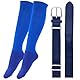CALFOVERA Elite Team Sport Kniestrümpfe Baseballgürtel Und Socken Kombi Set Einfarbig Elastisch Polyester PU Leder Verstellbarer Softball Hüftgürtel Mit Legierungsverschluss Für Jugendliche(Blau)