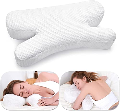 Clieey Anti Wrinkle Aging Neck Pillow Gel Shredded Memory Foam for Neck Pain Relief Pillow for Sleeping Side Back Stomach Sleeper Pillows