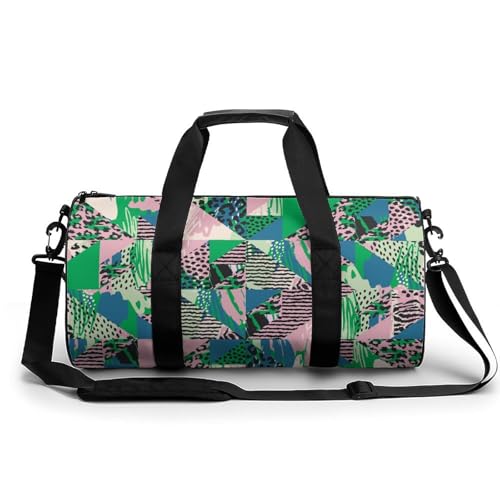 Sac de sport géométrie verte 45x23x23cm compact pour gym