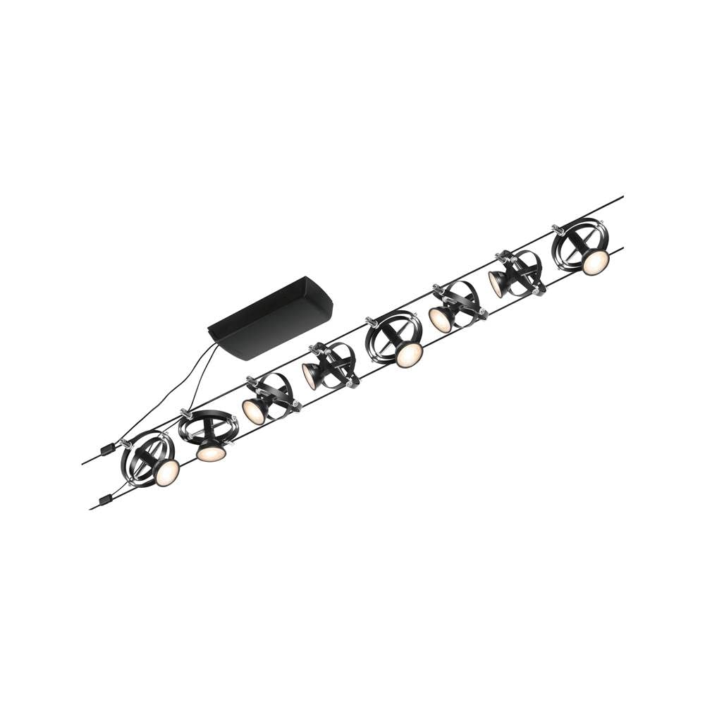 Paulmann 94494 CorDuo Sistema a fune LED Cardan DC max. 8x7 W ampliabile nero opaco fune metallica metallo GU5,3 senza lampadina