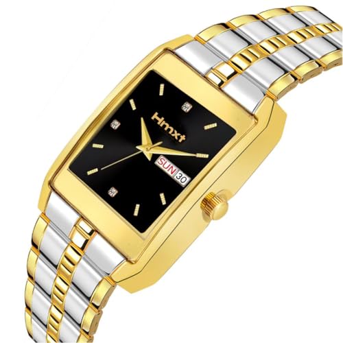Image of HMXT-102 Gold Silver Dual Tone Day Date Series Men's Analog Watch