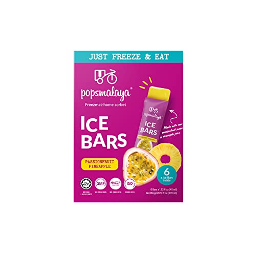 Real Fruit Freezer Pops Popsmalaya Ice Bars Passionfruit Pineapple, Freezie (36 Count), Ship Non Frozen, Low Calorie (36), 0.4G Added Sugar, 9G Net Carb, Gluten Free, No Preservative Or Food Dye #TOP2