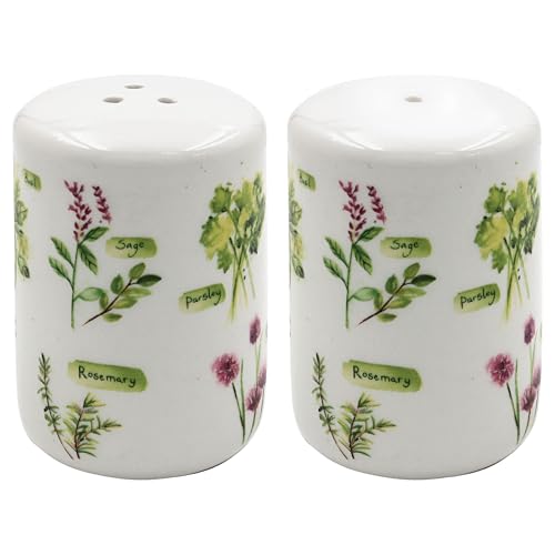 The Leonardo Collection Herb Garden Salt & Pepper by Jennifer Rose Gallery | Decorative Salt and Pepper Shaker Set with Herb Garden for Home & Kitchen | Ideal Kitchen Accessories Gift for Women & Men
