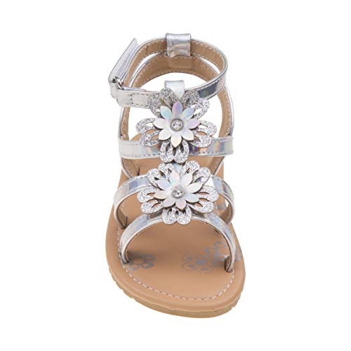 Josmo Girls Kinsley Flat Sandal, Silver, 10 Toddler2