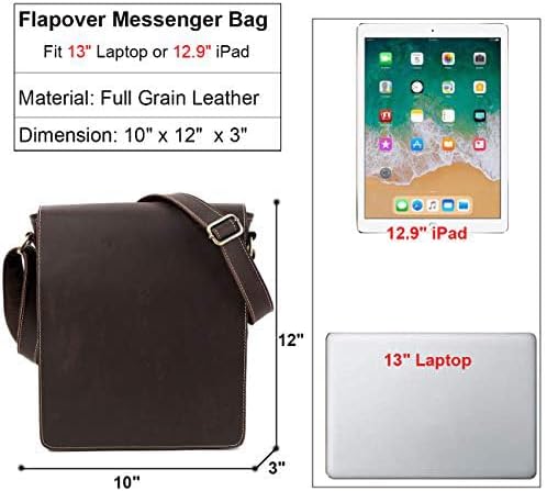 Miniatura 4 de EURYNOME Bolso de mensajero de cuero para hombres, bolso de cuero de grano completo para hombre