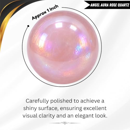 Image of Certified Angel Aura Rose Quartz Crystal Ball for Meditation - Premium Crystal Vastu Items for Home and Feng Shui Items for Good Luck - Ideal for Pooja Supplies and Spiritual Practices (1 Inch)