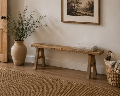 Image of Artissance 20 inch H Vintage Noodle Bench 5-5.5ft Long Weathered Natural (Size and Finish Vary)