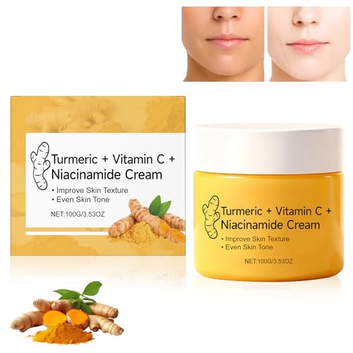 Crema Blanqueadora de Piel, Crema de Cúrcuma + Vitamina C + Niacinamida, Reparadora Hidratante Cúrcum, Mejora la textura de la piel para Hombres y Mujeres, 100G