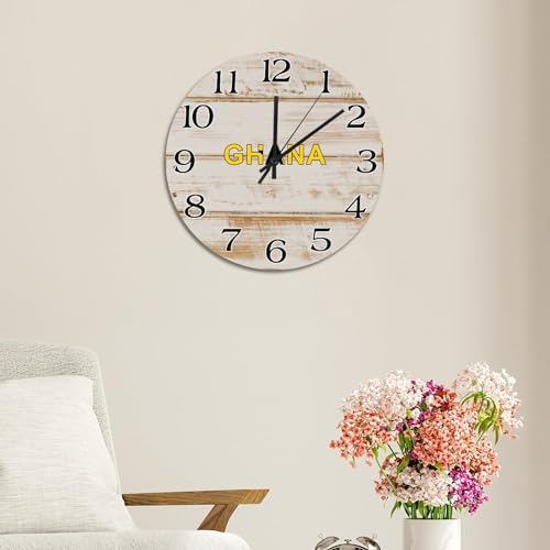 Horloge murale en bois Ghana pour déco de cuisine et de ferme