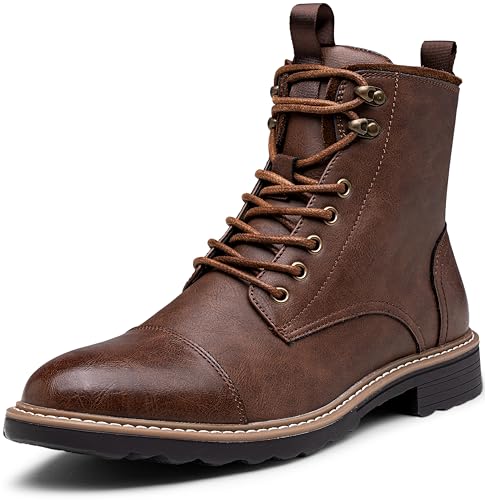 Vostey Mens Boots Casual Dress Boots for Men Motorcycle Zipper Fashion Chukka Boots Mens(BMY8049 Brown 10)