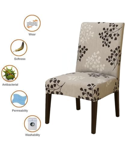 Image of Homerz Premium 6 Seater Dining Table Cloth with 6 Dining Chair Covers,Elastic Fitted Chair Slipcovers, Printed Polycotton Fabric, Table Cloth Size 60x90 inch (Flora)