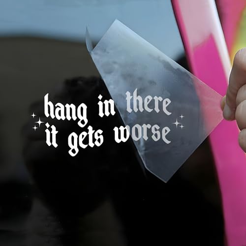Hang in There It Gets Worse Car Decal Funny Sarcastic Mental Health, Meme, Joke Car, Unhinged, Humor...