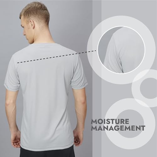 Image of TECHNOSPORT Men's Slim Fit Polyester Activewear Sports T-Shirt with Moisture-Wicking Comfort for Workout, Running & Gym
